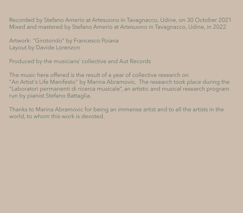 FIN CALIUMI FOCHESATO BATTAGLIA MASETTO MAMPRESO <br/> An Artist's Life Manifesto - Image 3